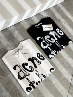 acne Studi*Os2025春夏新款男女同款短袖T恤，专柜同步发售！定制专属纯棉面料，定制原版工艺螺纹，衣身设计标识Logo印花设计！完美融入时尚还有风情