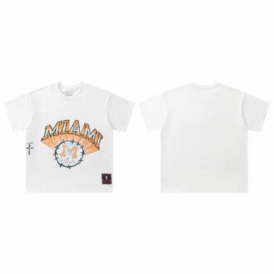 t8813 顶级品质 Travis Scott X Mitchell X Ness Miami Hurricanes Hand-Drawn短袖 做工精美 走线流