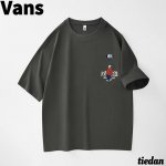 万斯Vans夏季新款，男女同款潮牌圆领卡通刺绣百搭纯棉宽松T恤，男士短袖上衣！半袖！简单才更大气！ 颜色:黑色，奶白色，灰色 尺码:M-4Xl