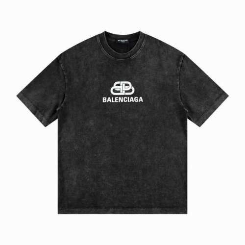 高版本Balenciga巴黎世家 锁扣印花水洗做旧短袖，Oversize版型，面料采用250克纯棉布料，水洗做旧效果 -衣肩服缝链后接幅采内用包0.8Cm捆条