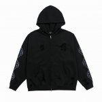 240 [顶级复刻版本] 品名: Balenciaga 巴黎世家 经典款巴黎埃菲尔铁塔印花做旧破坏拉链开衫连帽卫衣外套 颜色：黑色 尺码：Xs-L 面料: 45