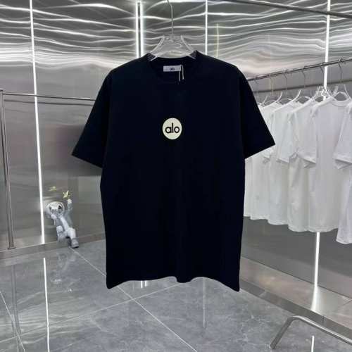 Alo 2025春夏新款 圆领短袖T恤 美丽绒 男女同款宽松版 S M L Xl Xxl 五个码 黑色 白色 灰色