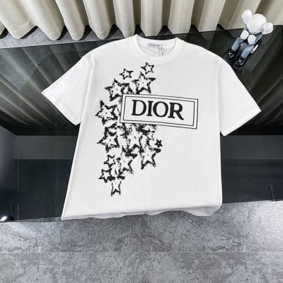 dior 迪奥2025新款经典字母星星印花短袖圆领T恤 面料: 310重磅纯棉，随意对比 采用特定重磅32S精棉平纹针织面料，280克重；搭配32S+70D拉架