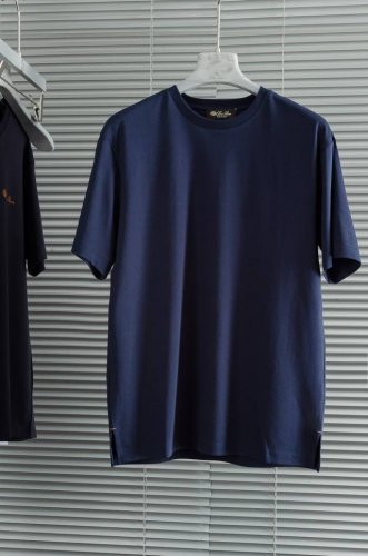 Loro piana2025Ss春夏新品圆领T恤#精选进口定织100%丝光纯棉面料，质地也密实细腻，柔软挺阔有型、透气舒适。属于夏天穿着非常适合的一个厚度，拥有
