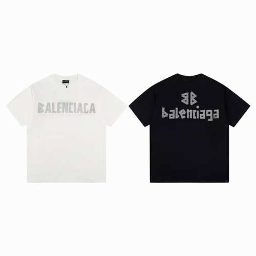 款M 巴黎120 Balenciaga巴黎世家24Ss春夏手绘字母烫钻短袖T恤 巴黎新款手写双B涂鸦字母烫钻圆领短T，高克重挺括面料，手感和质感非市面薄如纸的软