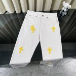 最强版本 Chroe Hets Ch克罗心贴皮白色黄色皮标牛仔裤 定制金属扣 裤腿水洗做旧撕边天花板级牛仔裤 关于藏银这是一个绝顶奢华的时尚品牌也可以被称之为高