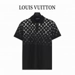 Louisvuitton 路易威登 上辐渐变老花印花短袖polo衫 客供精仿棉打造珠地材质面料 夏季新款T恤翻领短袖polo衫 专柜定制面料 透气舒适度高，细节