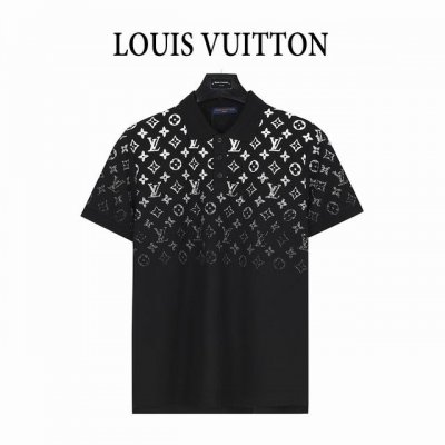 Louisvuitton 路易威登 上辐渐变老花印花短袖polo衫 客供精仿棉打造珠地材质面料 夏季新款T恤翻领短袖polo衫 专柜定制面料 透气舒适度高，细节