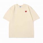 Cdg play川久保玲爱心徽标刺绣棉质短袖T恤 奶茶色系 定制主标 辅料 水洗齐全 甄选250克32支紧密纺双纱纯棉面料 质感厚实但是透气性良好 定制原版一致