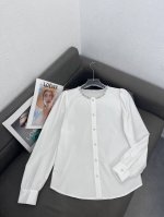Brazity风格早春新款小众设计师款重工钉珠圆领轻奢白色衬衫女长袖 一色三码Sml 面料:抗皱棉