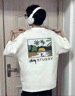 stussy 斯图西田园风光圆领短袖半袖T恤 面料采用260克纯棉双纱食毛面料 双线二本针压线 久洗不变形 原版定制三标 高端进口印花 随意水洗 情侣可穿 男女