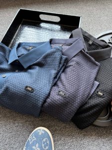 专柜顶级无痕 人气爆款 Ferragamo 菲拉格慕无痕锦氨短袖polo衫 恒隆在售万元级 款号 3387 菲拉格慕今年最新液氨锦氨棉面料 表层做了3D高频菱形