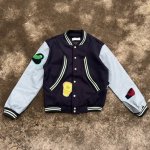 款号312 Kikokostadinov限定羊毛棒球服外套 面料：定染藏青900克重磅70%羊毛30%棉 袖子：定染麂皮底绒头层复合荔枝纹皮 刺绣：进口机器万针
