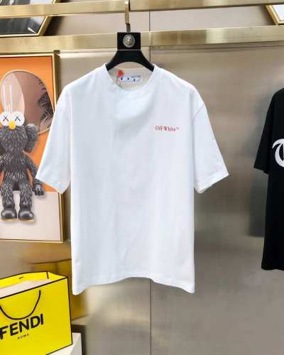 off White 2025春夏新款原单男士圆领短袖T恤 专柜同步售卖 高端品质 高版本 Os版型阔版 时尚百搭爆款定制进口双股100%纯棉面料 胸前后背印胶字