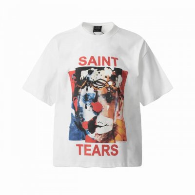 vt9127 Saint Michael联名Denimtears小丑涂鸦数码直喷印花复古水洗做旧短袖T恤 小领口设计 数码直喷印花 高街复古重磅Vintage短