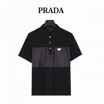 prada 普拉达 24Ss 三角标尼龙拼接polo短袖 尼龙拼接设计显特色上档次，原版面料，上身效果非常棒，时尚商务优雅的风格，高级感满分 Size:M-Xx
