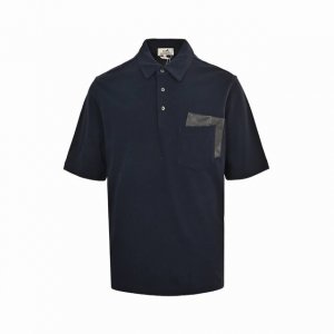 Hermes 爱马仕 双口袋Polo短袖 面料采用60支双纱精梳棉 克重300G 根据原版打色订染大货 85%棉15% 羊绒双面珠地面料 手感柔软细腻 透气舒