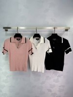 P170Chane*2025新品上架 翻领刺绣针织打底衫 定制Yb羊毛纱线织造 质感高级 舒适柔软 翻领长袖毛衣剪裁 细腻柔软 弹力舒适 领口品牌字母刺绣 轻松