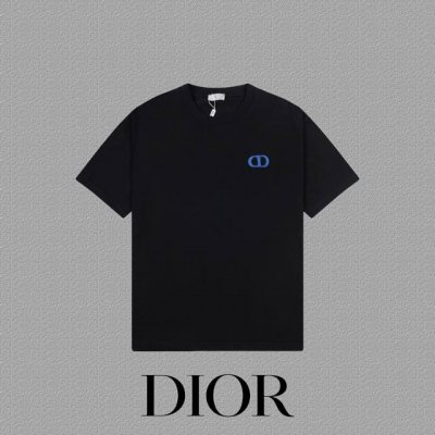 Dior 迪奥] Fw短袖T恤 经典款Cd刺绣字母 高端32S双纱260克面料 重磅面料 定制拉架罗纹同缸同染 三标齐全 男女同款 颜色 黑色 白色 尺码 S