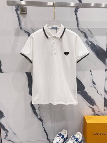 prada 普拉达 翻领polo衫 编织撞色领口经典三角标徽章铁牌Logo 官方同步 商务首选 时尚个性 百搭潮流 纯原品质 原版面料 吊牌 领标 水洗麦 三标