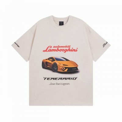 Balenciaga 巴黎世家2025 Ss 最新联名兰博基尼Lamborghini前后面 左右袖直喷印花短袖T恤 本市场No.1的质量 真正天花板品质 全部原