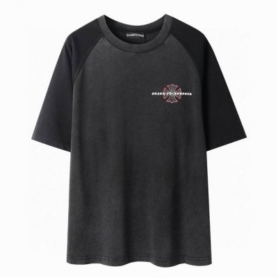 高品质Chromehearts克罗心 ，2025夏季新款 骷髅头十字架印花短袖T恤男女同款！ 骷髅头十字架，立体印花层次感丰谷，质感清晰可见，撞色炒盐洗水，高温