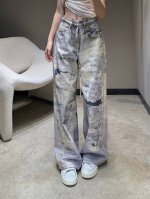 acne Studi*S 25Ss早春新款 晕染腰绳宽松牛仔长裤丨独家高版出品！印花泼墨油画晕染设计 自带腰绳 男女同款 版型不挑人 整体真的很潮裤类型 今年A