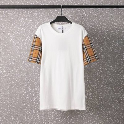 606#Burberry 男女同款 32S双纱爽全棉250克重高品质原板格子纹拼接工艺-颜色黑 白-码数Xs-L-