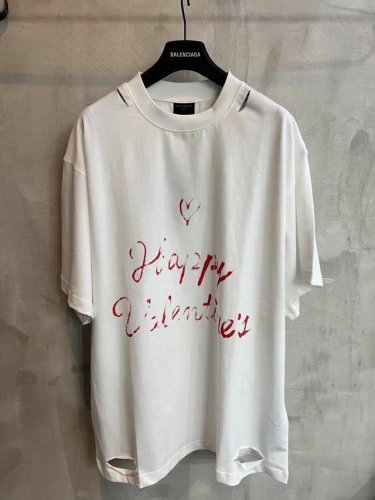 1218# Balenciaga25Ss新款爱心涂鸦限定限量款.重工水洗挑破工艺.宽松版本.男女同款 码数：1.2.3.4 白色
