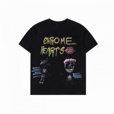 Chrome Hearts 克罗心 涂鸦卡通短袖T恤 采用直喷进口机器印花 五金辅料均开磨定制 正确配置 黑色2025克罗心正品包装 克定制定染双纱棉 版型大