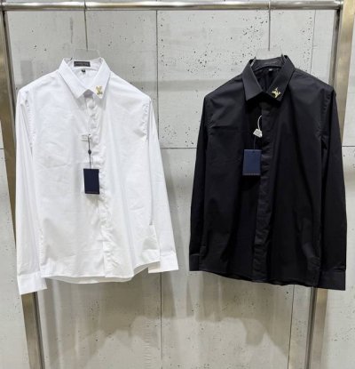 LV驴牌 25春夏新款秋冬款 定制金色字母金属衣领拼接 高品质长袖衬衫 码数：M-3Xl