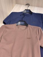 型号L810#，Z家 2025春夏最新双杠绣标男士圆领短袖T恤衫，休闲剪裁棉质运动衫，简单大方，胸前标志性两条杠刺绣徽标，搭配典雅而时尚的对比撞色设计，带来强烈