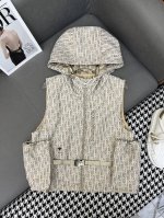 dio*/25Ss新款连帽马甲外套/新颜色老花提花面料/小蜜蜂刺绣装饰/柜柜同步/高版本/单色三码Smla807P360