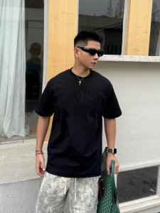 dio* 迪奥* 2025春夏新款短袖T恤 重磅纯棉字母Logo 植绒 颜色 黑色 白色 薄荷绿 安可拉红 码数 S M L Xl Xxl