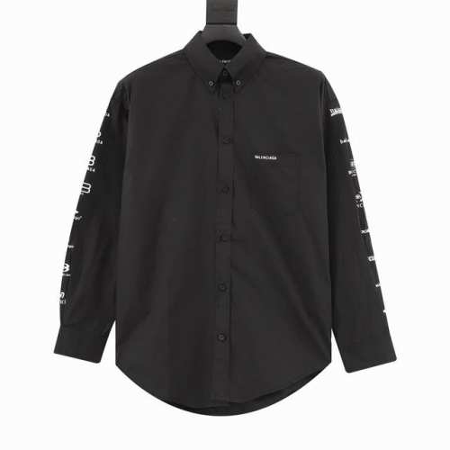 款号Y482 Balenciaga 巴黎世家 多国语言印花长袖衬衫 采用高密度纯棉府绸面料， 目高密度网版，五种颜色浆料层层撞色而成 ，全新定制五金辅料，外贸大