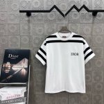 120 Dior迪奥 Cd47字母条纹拼接印花 Logo标识精致升级，灵感源自八十年代复古 原版面料 官方同款 短袖T恤 定制260克同缸染面料 手感非常舒服
