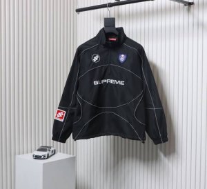 p420 Supreme Fw24 Week11 Reflective Piping Pullover 3M反光条半拉链套头夹克外套 男女同款 订做足球网格面料