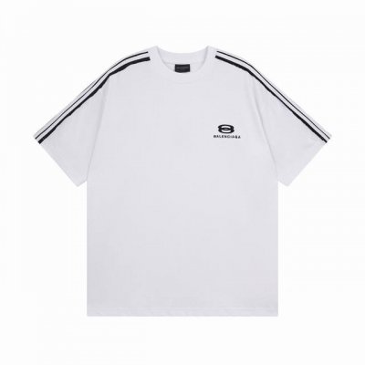 Balenciaga 巴黎世家插肩袖拼色拉条前左胸口刺绣经典Logo短袖T恤 本市场No.1的质量 真正天花板品质 全部原版开发注意细节图 避免被盗图商家混发