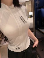 chrome Hearts 克罗心Ch梵文印花修身双头拉链短袖上衣 款号：25672705318 颜色：黑色 白色 尺码：Sm S码80- 斤 M码 -125斤