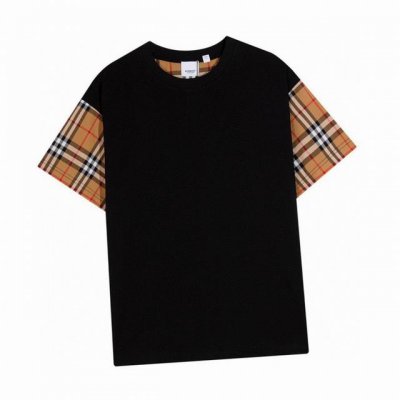 巴宝莉 Burberry 夏季新款 经典格纹袖子拼接圆领短袖T恤，经典格纹的一款，再次给大家重现，高端品质独家定制袖子为70S全面定制色纺格纹，肩膀处纹理完美，