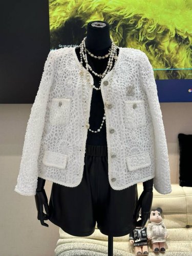 P480-Chanel立体编织烧花面料外套定制款胸针 码数36 38 40