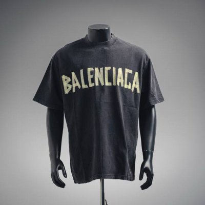 Balenciaga巴黎世家Blcg 胶带字母短袖T恤 高版本重工洗水怀旧挑破工艺.还原美文贴子凹凸印花工艺 Balenciaga 23Ss Tape Type