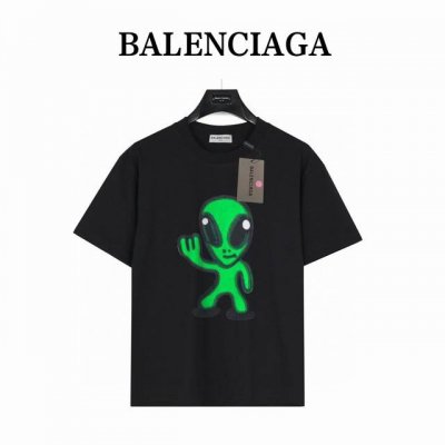 balenciaga 巴黎世家外星人 短袖T恤 款号:Blsj03 黑色 240克重磅小落肩100%棉T恤 Os版型 宽松有型好搭配 采用精梳紧密赛络工艺 面料