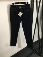 款号20252102 Loew*新款 后背Logo刺绣口袋 修身开叉牛仔长裤，深蓝色，Sml， Ｍ码：腰围74，长99