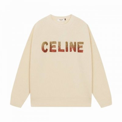 celine塞琳经典贴片字母圆领羊毛毛衣 颜色 杏色 码数 S M L Xl Xxl