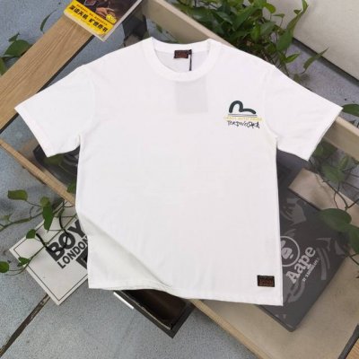 上新 款号：F678 2025新款Evisu福神海鸥后背家花稻穗图案Logo字母印花休闲情侣短袖T恤，经典永远不会过时、人手必备款，230G纯棉精梳棉不起球不起