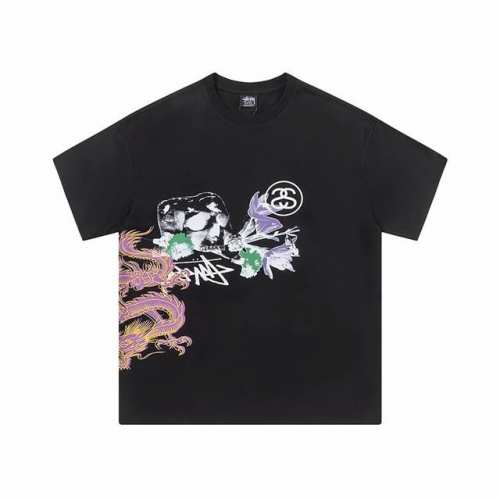 款号Hn760 Stussy 斯图西 撞色多元素字母骰子印花短袖 男女同款 经典款式高街滑板摇滚风格 纯棉230双纱面料 ，1:1 颜色：黑色 白色 码数：S
