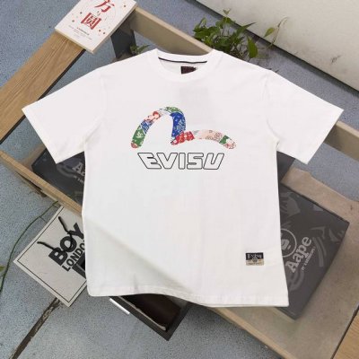 款号：Ws2489 高版本 2025新款Evisu福神大海鸥图案字母Logo印花休闲情侣圆领短袖T恤，经典永远不会过时、人手必备款，250G双纱纯棉不起球不起毛