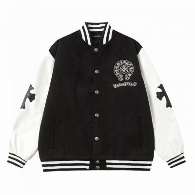 款号X08 尺码：M L Xl Xxl 克罗心秋冬新款拼皮棒球服，订制五金辅料，刺绣图案，三标包装齐全