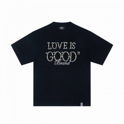 珍珠迎好运 Goodbrand Love Is Good珍珠标语320G短袖T恤 情侣同款 钉珠工艺，请勿机洗 颜色：黑色 蓝色 红色 另外两色节后出货 码数：